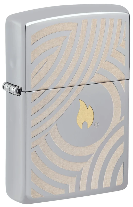 Zippo Windproof Lighter - Flame and Circles Design 2 - Refillable - Gift Box - Metal - Made in USA