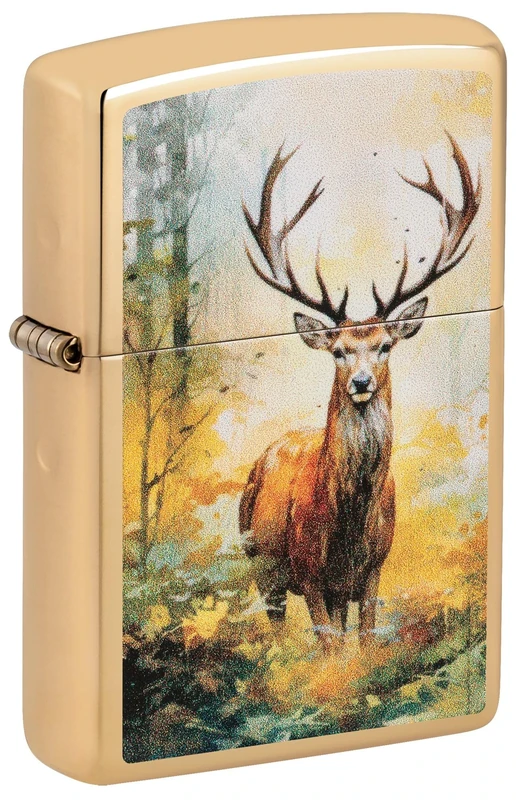 Zippo Windproof Lighter - Watercolor Deer Design - Refillable - Gift Box - Metal - Made in USA