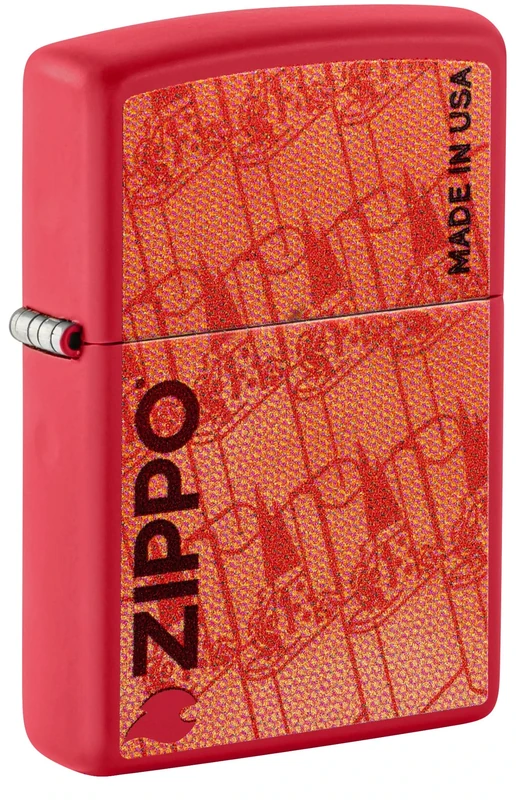 Zippo Windproof Lighter - Zippo Design Red Matte - Refillable - Gift Box - Metal - Made in USA