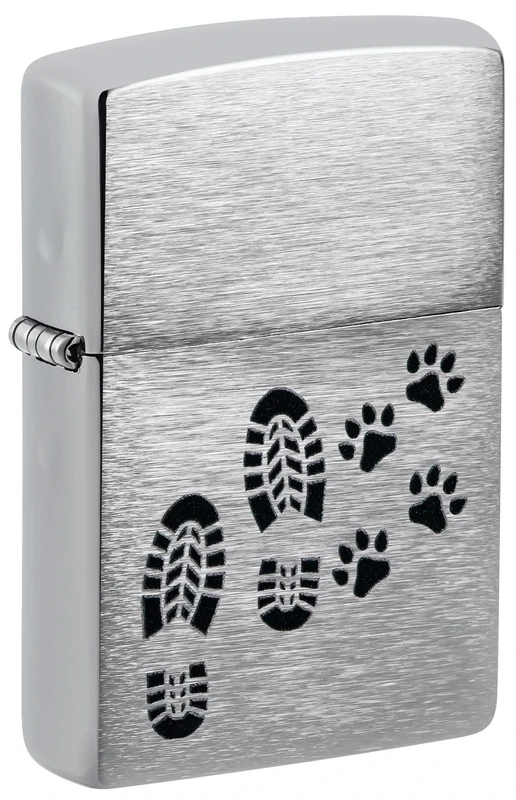 Zippo Windproof Lighter - Footprints Design - Refillable - Gift Box - Metal - Made in USA