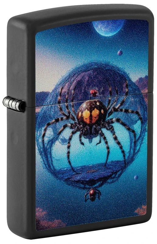 Zippo Windproof Lighter, Spider in Bubble Design, Matte Black, Colour Image, Refillable, Reusable, Windproof Design, Gift Box, Made in USA - Image 1