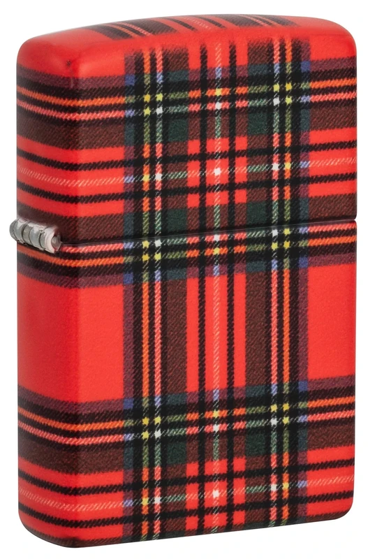 Zippo Windproof Lighter - Red Plaid Design - Refillable - Gift Box - Metal - Made in USA