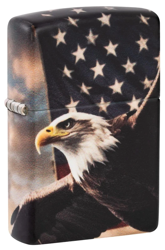 Zippo Windproof Lighter - Eagle USA Flag Design - Refillable - Gift Box - Metal - Made in USA