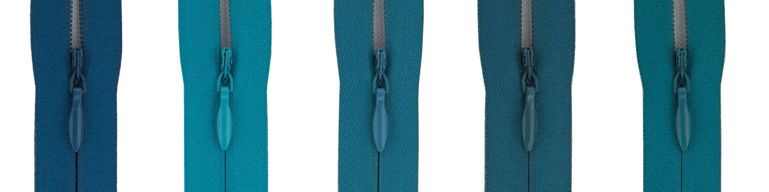 Invisible Zip Fasteners, Pack of 5, Suitable for Medium Weight Fabric (Teal - K211, 22 inch)
