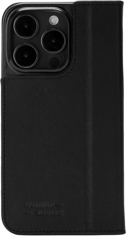 JT Berlin Tegel Genuine Leather Bookcase Compatible with Apple iPhone 16 Pro (Premium Flip Case, Stand Function, Credit Card Slots, Magnetic Closure) Black