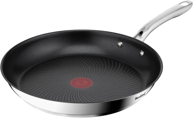 Tefal Infinite H81507 Induction Frying Pan with Non-Stick Coating, Thermal Signal at Ideal Frying Temperature, Easy Cleaning, Suitable for All Hob Types, Premium Stainless Steel