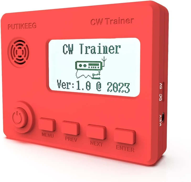 Mini CW Trainer Morse Code Trainer with Display, Moore Simo Wales Code Shortwave Radio Telegraph Key Car Key Learning CW Radio for Telegraph Practice with Charging Cable(RED