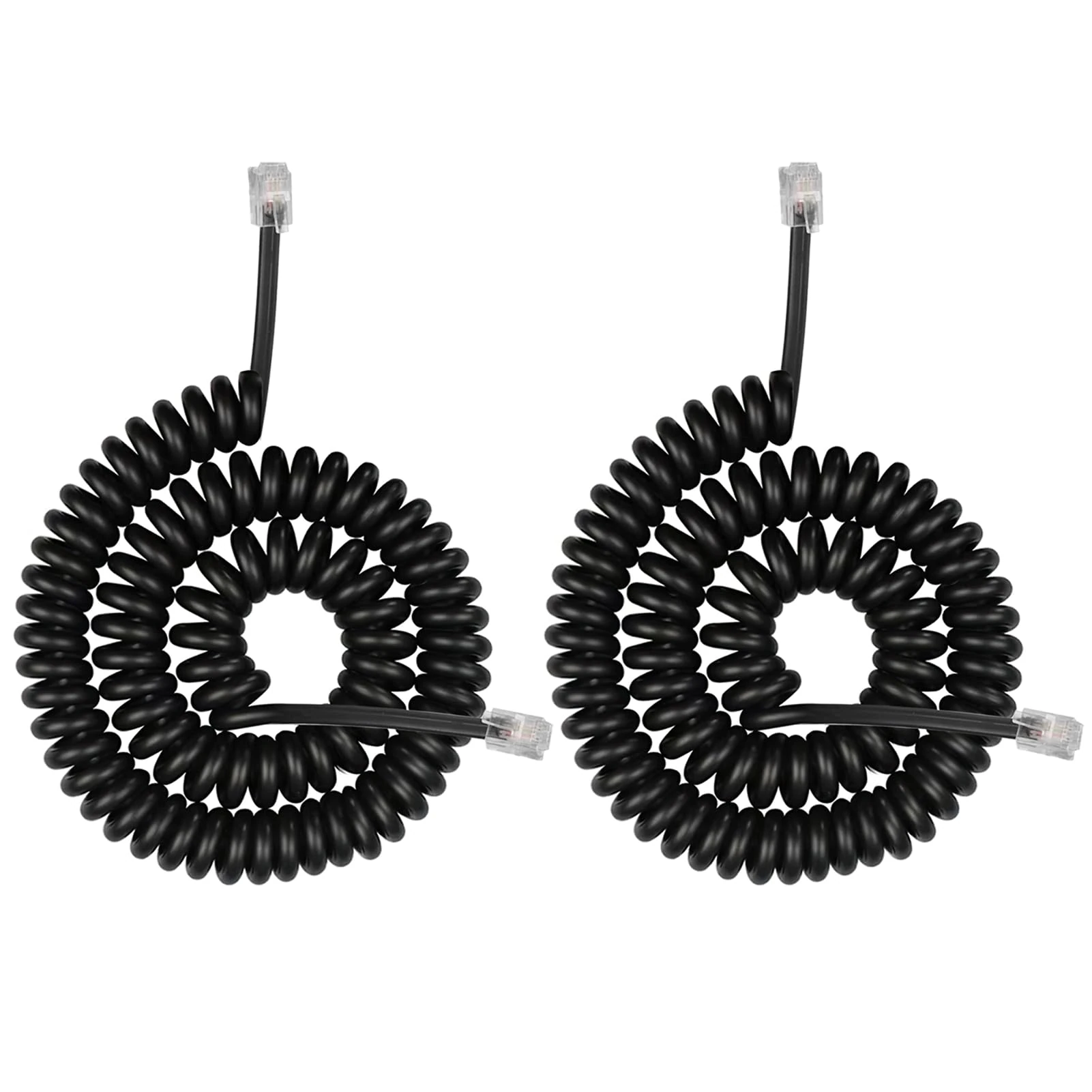 brileze Telephone Handset Cable Cord, Coiled Length 1.2 to 10 Feet Uncoiled Landline Phone Handset Cable Cord RJ9/RJ10/RJ22 4P4C Telephone Line (Pack of 2, Black)