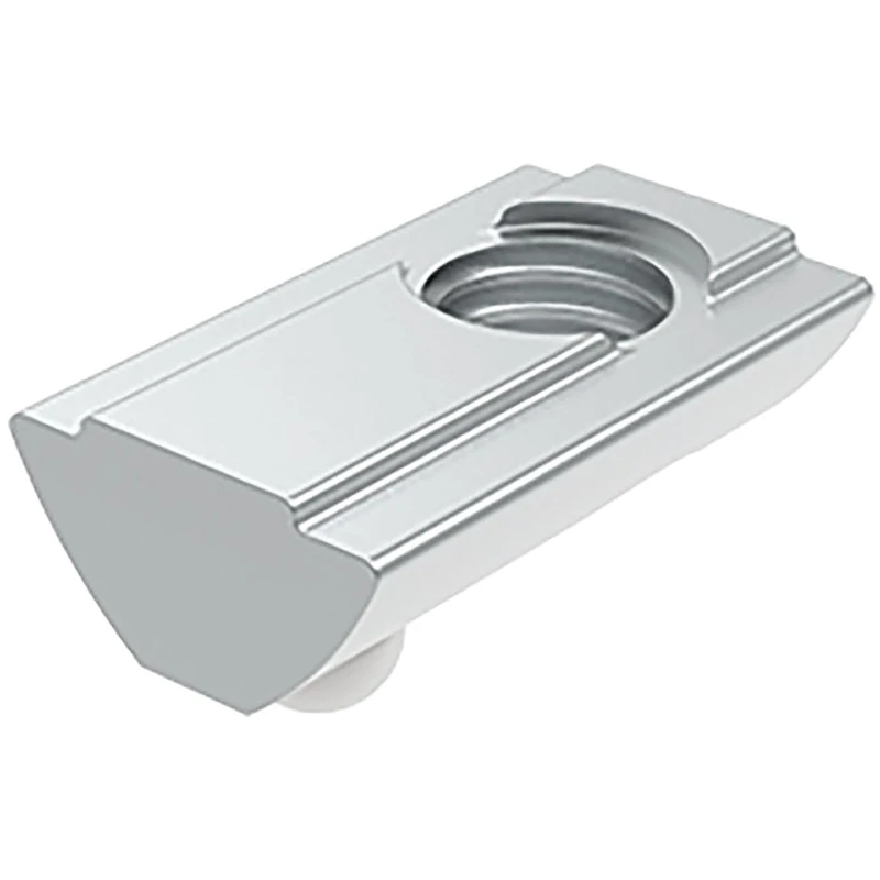 Fath T-Slot Nuts M6 Long Pivotable Suitable for Item Profile 40 x 40 Slot 8 - T-Slot Nut with Spring Ball and Guide Bar, Galvanised Steel - Pack of 10
