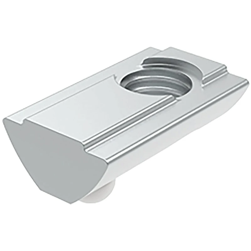 Fath T-Slot Nuts M8 Long Pivotable Suitable for Item Profile 40 x 40 Slot 8 - T-Slot Nut with Spring Ball and Guide Bar, Galvanised Steel - Pack of 10