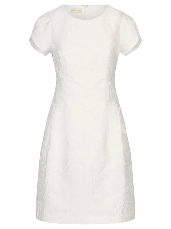 APART Fashion Women's Kurzes Jacquardkleid Dress, Cream, 12