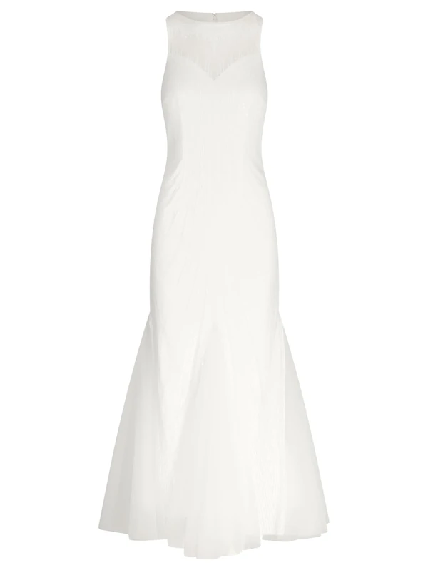 APART Fashion Women's Apart Langes Paillettenkleid mit Allover Dress, Cream, 18