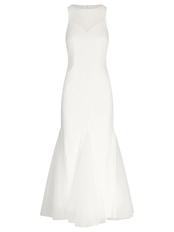 APART Fashion Women's Apart Langes Paillettenkleid mit Allover Dress, Cream, 16
