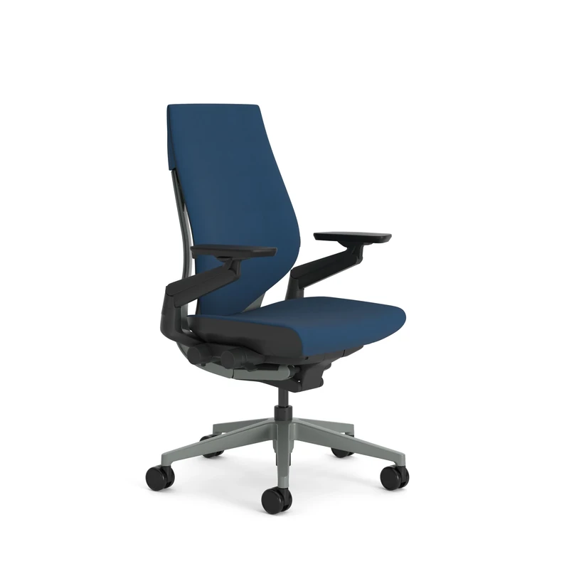 Steelcase Gesture Ergonomic Office Chair With 360° Armrests And 3D Live Back Lumbar Support Night Blue; Made in Europe