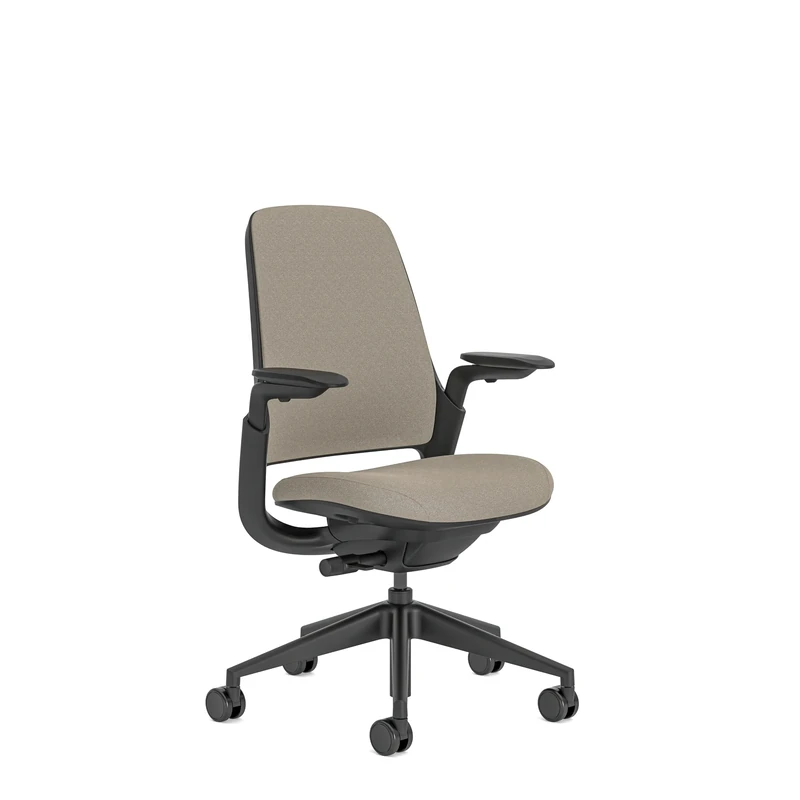 Steelcase Series 1 Upholstered Ergonomic Office Chair With LiveBack Lumbar Support And 4D Armests Beige; Made in Europe