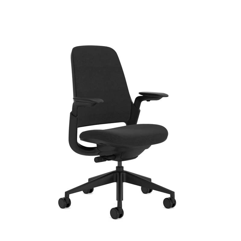 Steelcase Series 1 Upholstered Ergonomic Office Chair With LiveBack Lumbar Support And 4D Armests Black; Made in Europe
