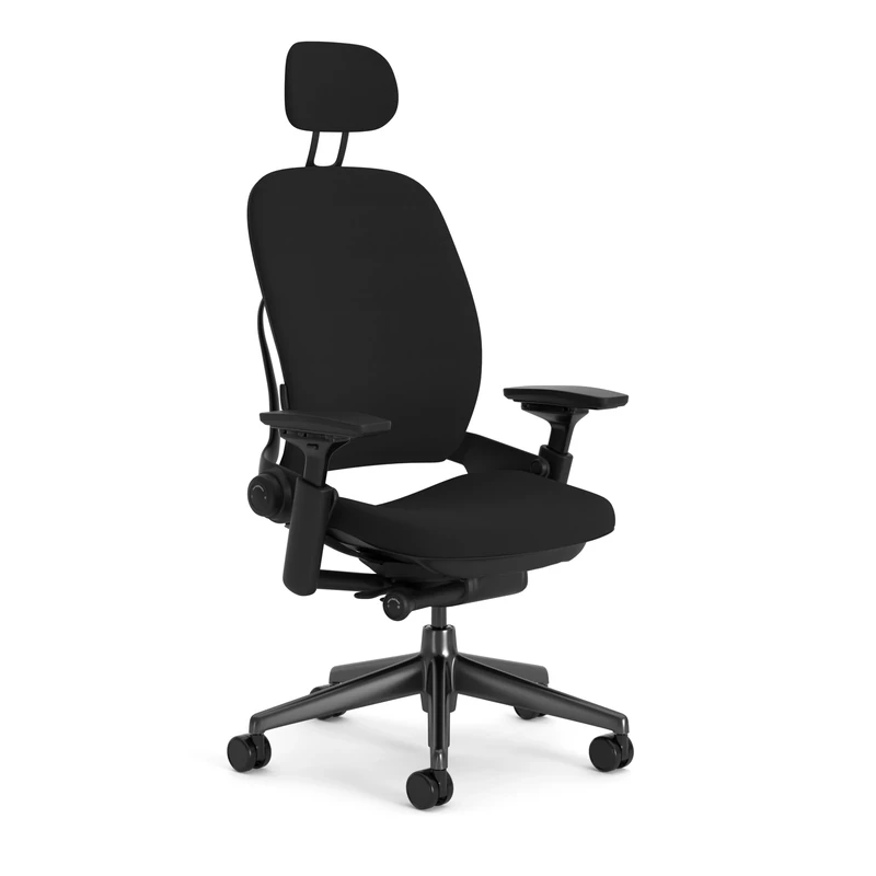 Steelcase Leap Ergonomic Office Chair With LiveBack Lumbar Support And S-Shaped Flexible Backrest, Adjustable Headrest Black