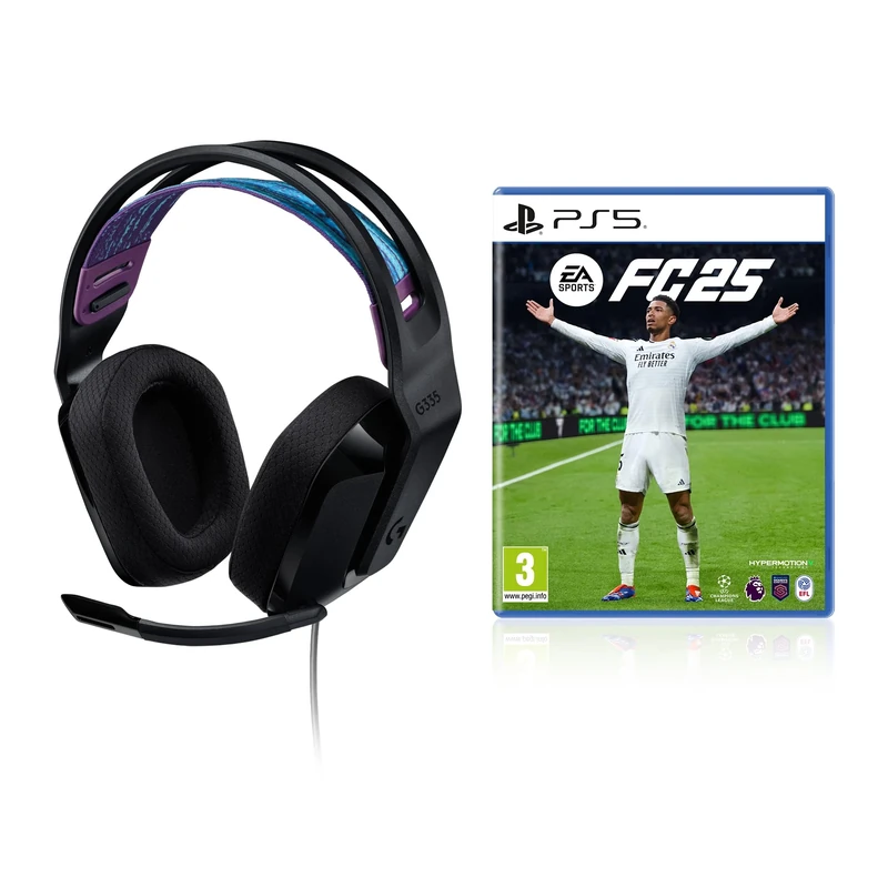 Logitech G G335 Wired Gaming Headset & EA SPORTS FC 25 (PS5 - PlayStation 5), Soft Bundle - Black
