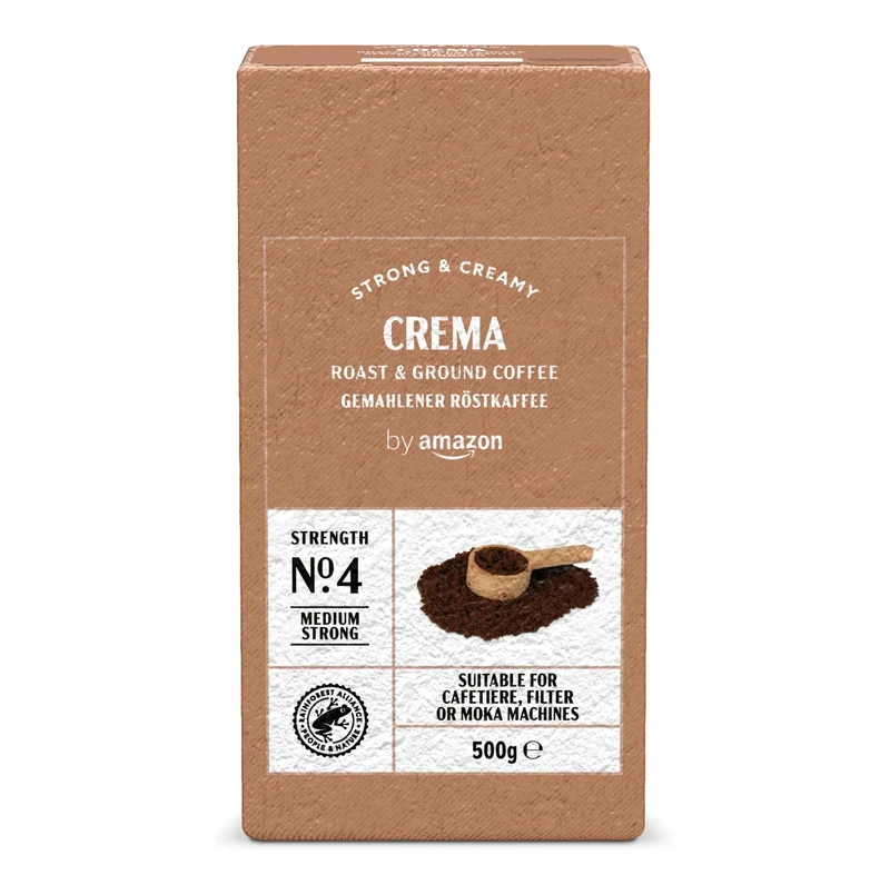 by Amazon Ground Coffee Espresso Crema, Light Roasting, Granules, 500g - Rainforest Alliance Certification