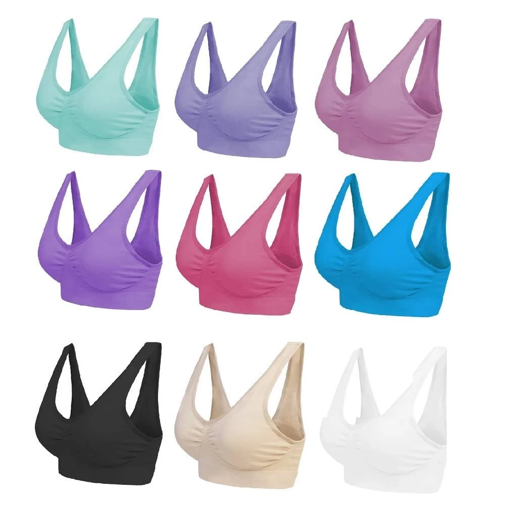 Blu Apparel Multipack Seamless Comfort Bras Sleep Bras Sizes 8-24 Not Padded Wireless (UK, Alpha, 6XL, Regular, Regular, All 9 Colours)