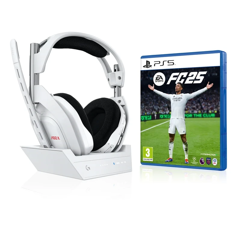 Logitech G Astro A50 X LIGHTSPEED Wireless Gaming Headset + Base Station & EA SPORTS FC 25 (PS5 - PlayStation 5), Soft Bundle - White