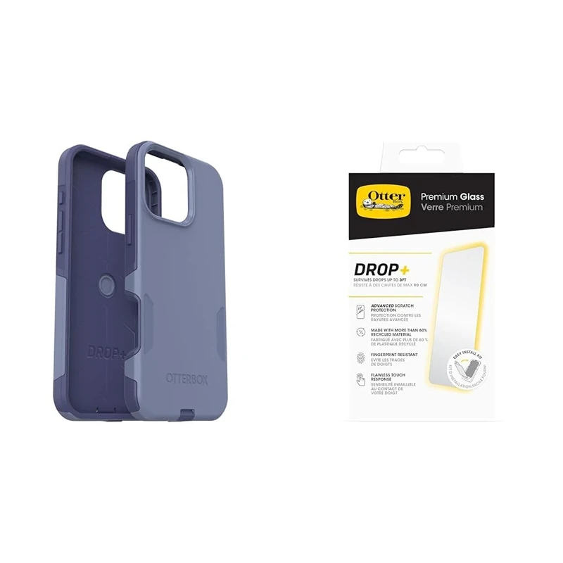 OtterBox Bundle Commuter Series MagSafe Case for iPhone 16 Pro Max, Shockproof, Drop proof, Rugged, Protective Case, Purple & Premium Glass Screen Protector