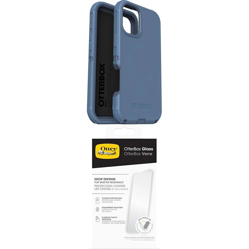 OtterBox Defender Series MagSafe Case for iPhone 16 Plus, Shockproof, Drop Proof, Ultra-Rugged, Protective Case, 7x Tested to Military Standard, Blue and Screen Protector