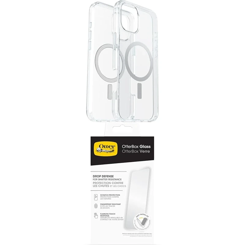OtterBox Symmetry Series Clear MagSafe Case for iPhone 16 Plus, Shockproof, Drop proof, Protective Thin Case, 3x Tested to Military Standard, Clear and Screen Protector
