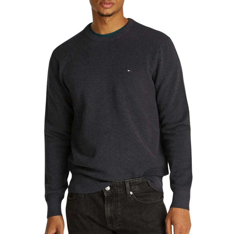 Tommy Hilfiger Men's, Essential Structure Crew Neck Mw0Mw36347, Pullover Sweater, Dark Grey Heather, XXL