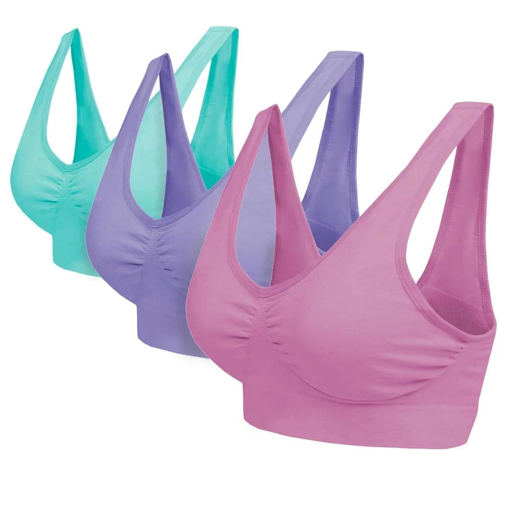 Blu Apparel Multipack Seamless Comfort Bras Sleep Bras Sizes 8-24 Not Padded Wireless (UK, Alpha, 6XL, Regular, Regular, Aqua/Pink/Lilac 3 Pack)