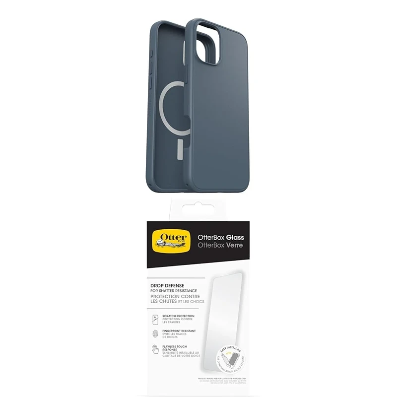 OtterBox Symmetry Series MagSafe Case for iPhone 16 Plus, Shockproof, Drop proof, Protective Thin Case, 3x Tested to Military Standard, Blue and Screen Protector