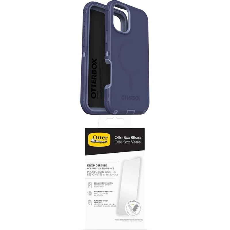 OtterBox Defender Series MagSafe Case for iPhone 16 Plus, Shockproof, Drop Proof, Ultra-Rugged, Protective Case, 7x Tested to Military Standard, Purple and Screen Protector