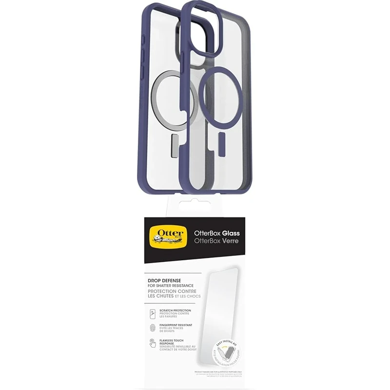 OtterBox Sleek Series MagSafe Case for iPhone 16 Plus, Shockproof, Drop proof, Ultra-Slim, Protective Thin Case, Tested to Military Standard, Clear/Purple, Non-Retail Packaging and Screen Protector