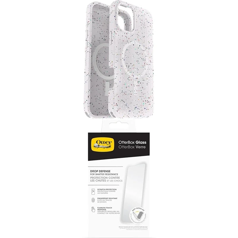 OtterBox Symmetry Series Core for MagSafe Case for iPhone 16 Plus, Shockproof, Drop Proof, Ultra-Slim, Protective Case, 3x Tested to Military Standard, White and Screen Protector