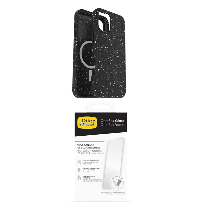 OtterBox Symmetry Series Core for MagSafe Case for iPhone 16 Plus, Shockproof, Drop Proof, Ultra-Slim, Protective Case, 3x Tested to Military Standard, Black and Screen Protector