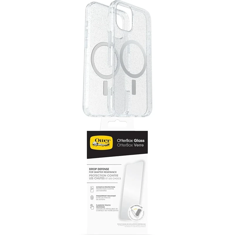 OtterBox Symmetry Series Clear MagSafe Case for iPhone 16 Plus, Shockproof, Drop proof, Protective Thin Case, 3x Tested to Military Standard, Stardust and Screen Protector