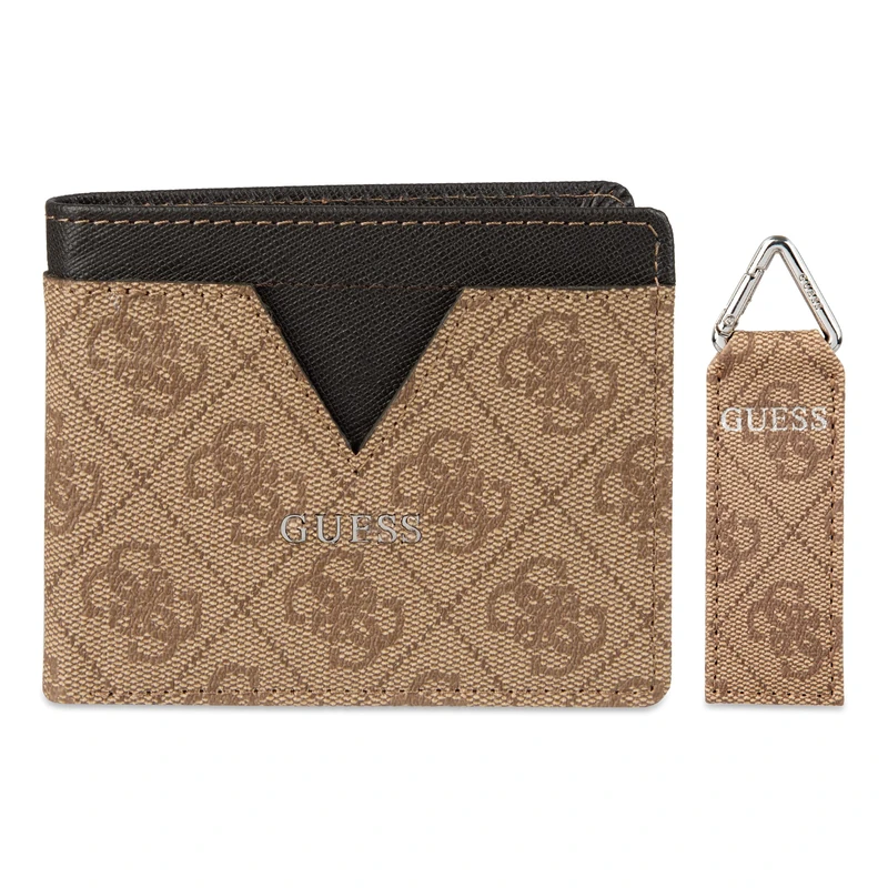 GUESS Men's Wallet Gift Set, Brown Quattro G, One Size, Wallet Gift Set