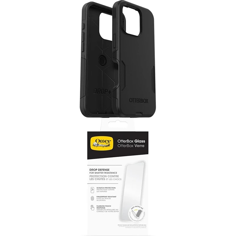 OtterBox Commuter Series MagSafe Case for iPhone 16 Plus, Shockproof, Drop proof, Rugged, Protective Case, 3x Tested to Military Standard, Black and Screen Protector