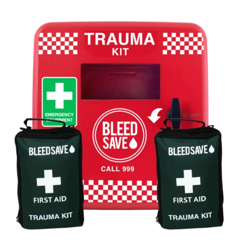 BLEEDSAVE Trauma Kit Cabinet with 2 x Pact Public Access Trauma Kits 465 x 435 x 240mm Non-Lockable