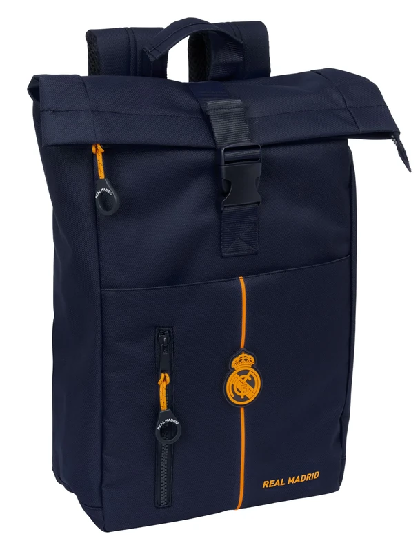 Real Madrid 2nd Team 24/25 – Backpack with Flap for 15.6 Inch Laptop, Ideal for Different Ages, Comfortable and Versatile, Quality and Resistance, 28 x 13 x 42 cm, Navy Blue, navy, Estándar, Casual
