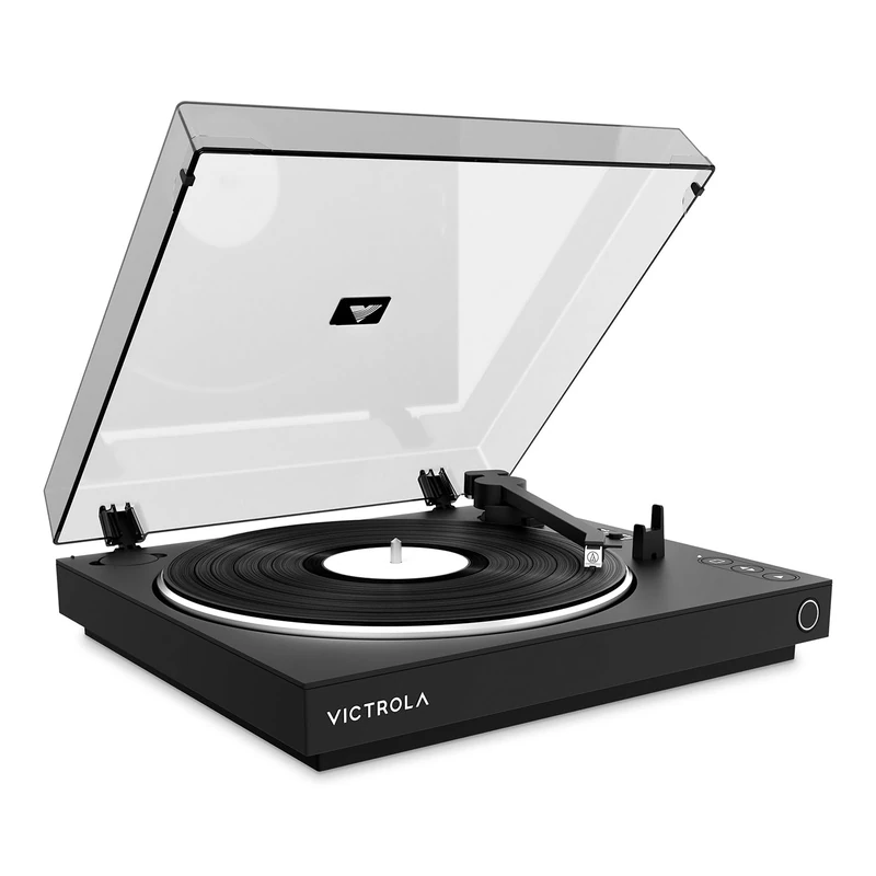 Victrola Automatic – Fully Automatic Bluetooth Turntable – Audio Technica ATN3600L Cartridge, 2-Speed Vinyl Record Player, Aluminium Platter, Switchable Preamp, Repeat Mode, Dust Cover (Black)