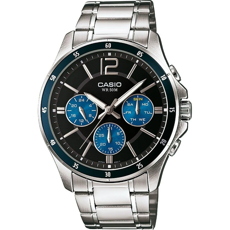 Casio Men's Multi Dial Quartz Watch with Stainless Steel Strap MTP-1374PD-2AVEF