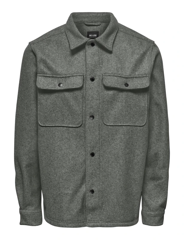 ONLY & SONS Male Shirt ONSASH Shirt, Castor Gray, S - Image 1