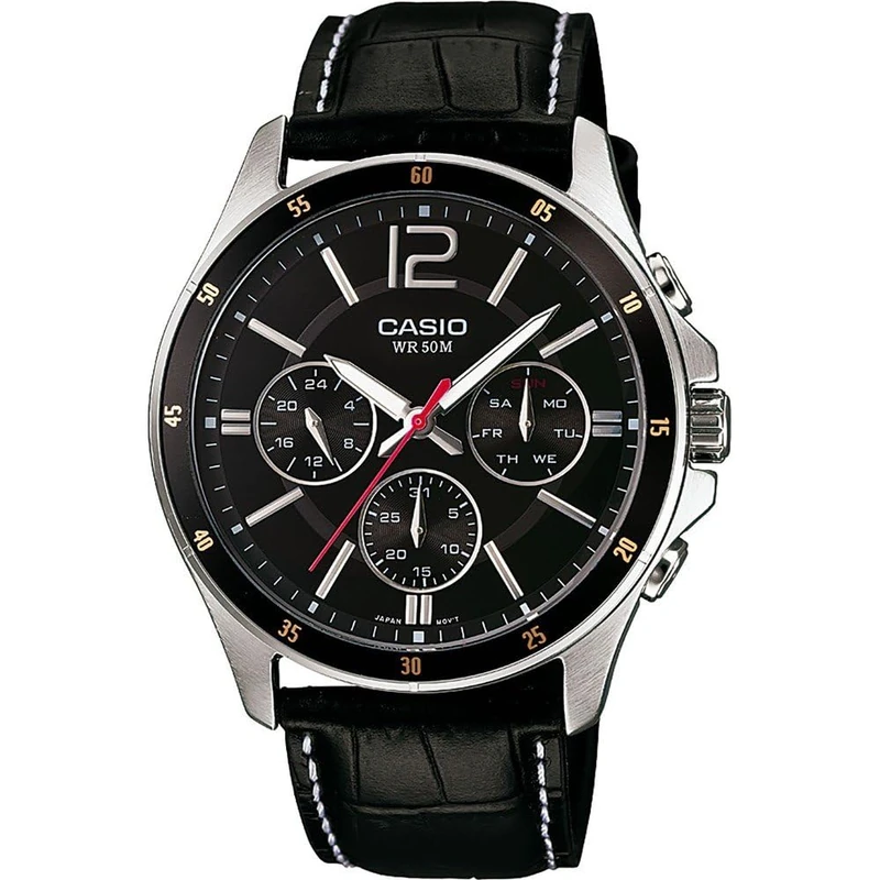 Casio Men's Multi Dial Quartz Watch with Leather Strap MTP-1374PL-1AVEF