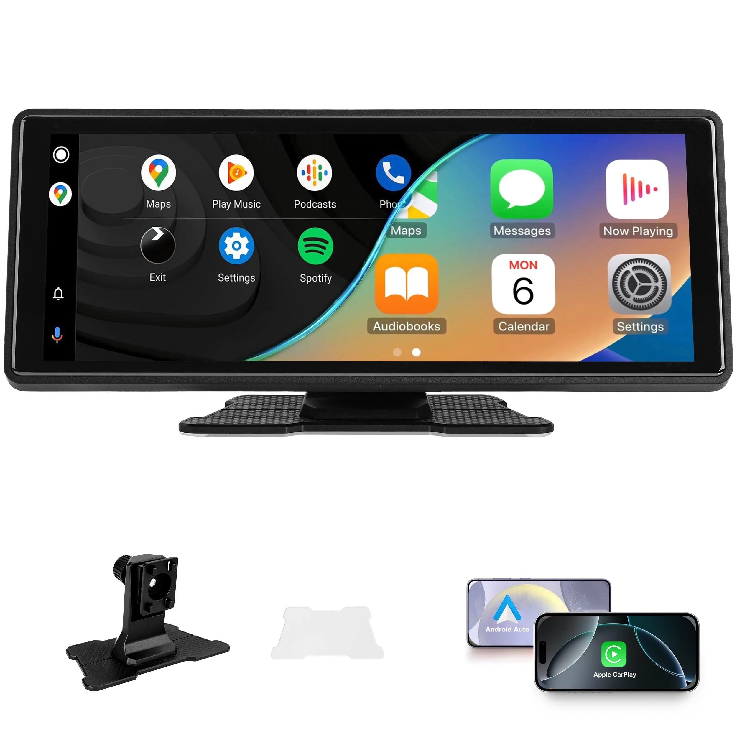 Pashlysh Car Screen Compatible with CarPlay and Android Auto, Wireless Connected Radio, Touch Screen IPS Portable Android CarPlay 10.26 Inch 1080P, Google and Siri Assistant (10.26 Inches)