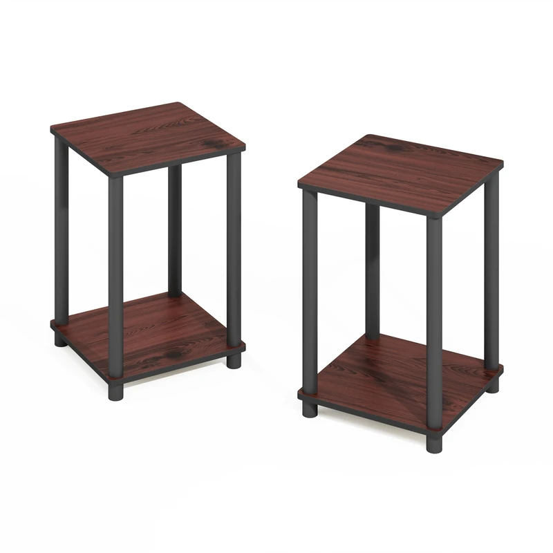 Furinno TURN-N-TUBE Set of 2, Book Shelf, Stackable Bookshelf, Bookcase with Easy Assembly, 34.04 x 34.04 x 50.8 cm, for Living Room, Bedroom, Home Office, Dark Cherry/Black