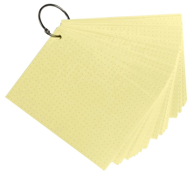 Exacompta - Ref 10354E - Box of 19 Packs of 50 flashcards in Film + Ring - Bristol dots Perforated - Revision Cards - 148 x 105 mm Format A6 - Yellow