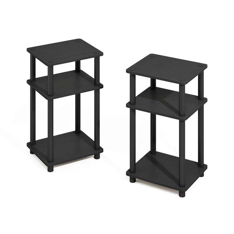 Furinno TURN-N-TUBE Storage Shelves, Stackable Standing Shelf, Open Corner Shelf, for Organization and Storage, Living Room, Garage, Home Office, Americano - Image 1