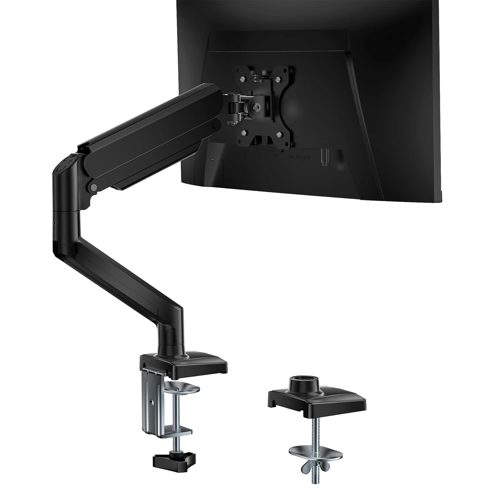 WALI Single Monitor Arm for 17-34 inch Screens, Ergonomic Gas Spring Monitor Arm Desk Mount up to 12 kg, Adjustable Computer Monitors Stand with Clamp and Grommet Base, VESA 75/100mm (GSMP001N), Black