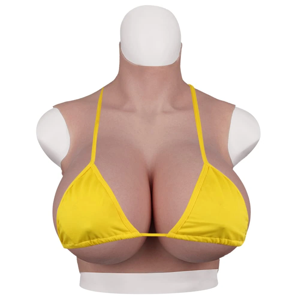 Yuewen Realistic Silicone Breastplate B-XXL S Gup Silicone Gel Filler With Bloodshot Reasonable Body Design Silicone Breast Fit All Body Type Wear Comfortable Touch Soft (Beige, XXL S)